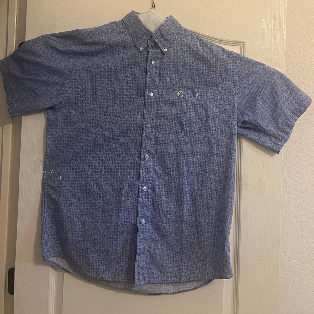 Wrangler George Strait Collection Men's Blue Geometric Button-Down Shirt